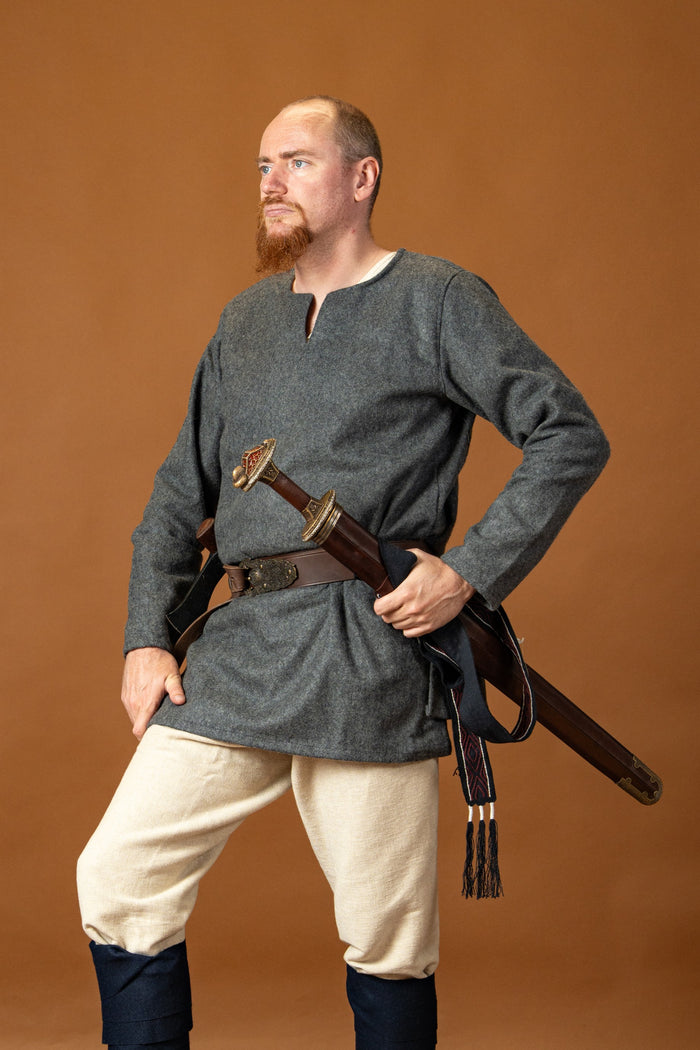 Viking tunic Lodin, dark gray, wool blend
