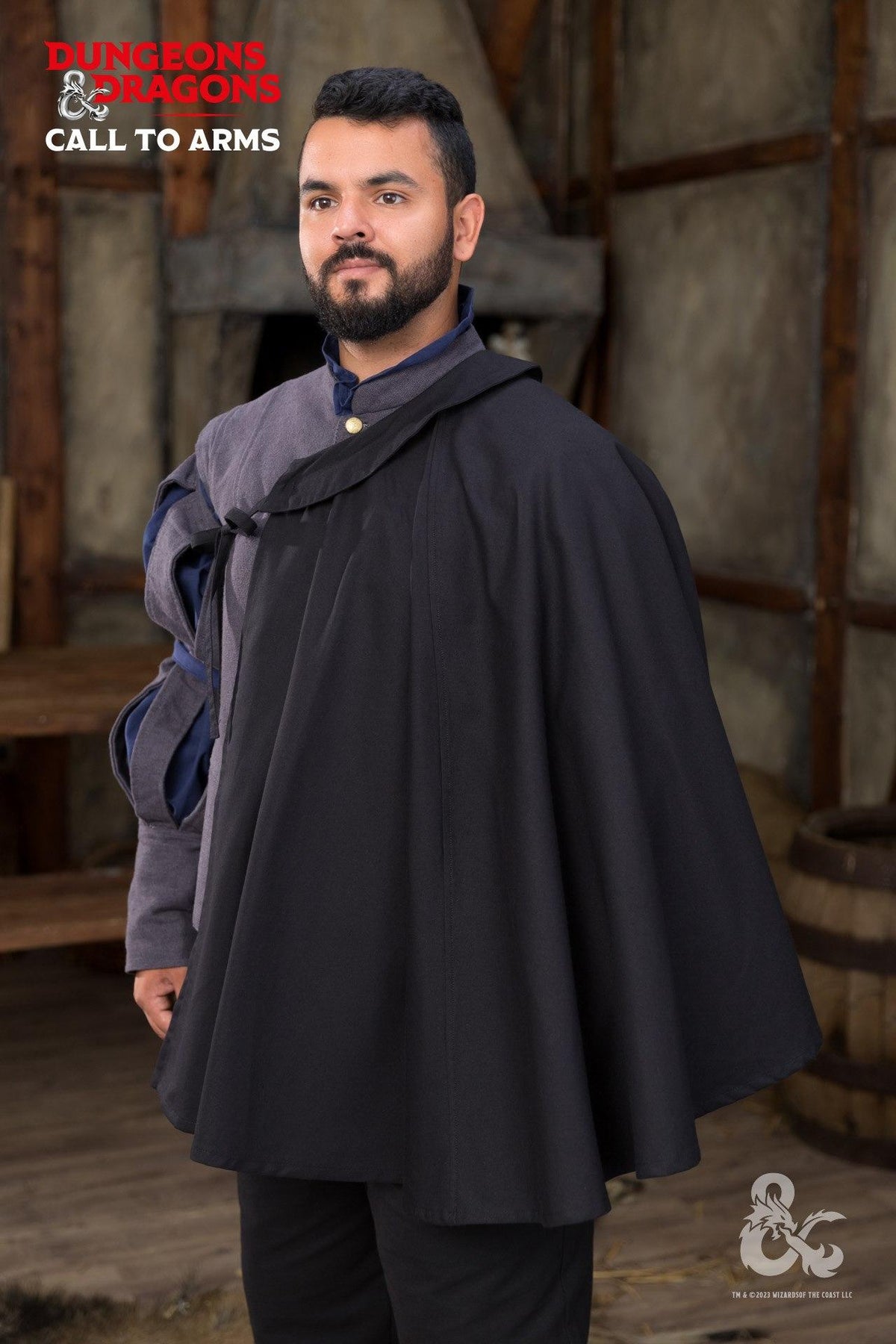 Mandilion, musketiersmantel Bard, zwart