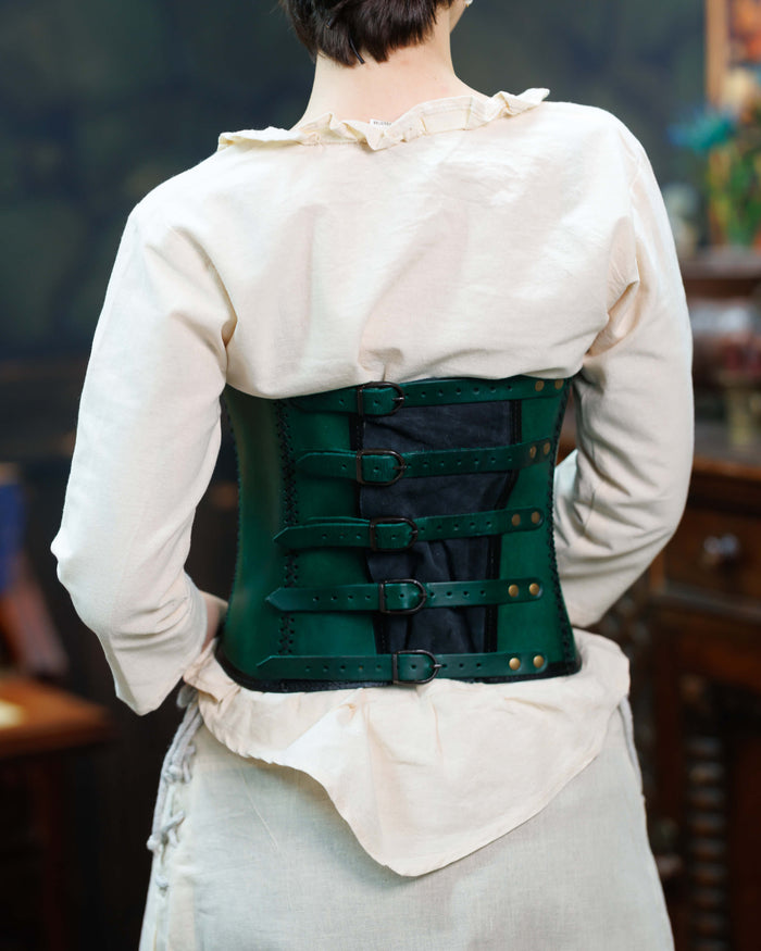 Corset Dunja, leather, green