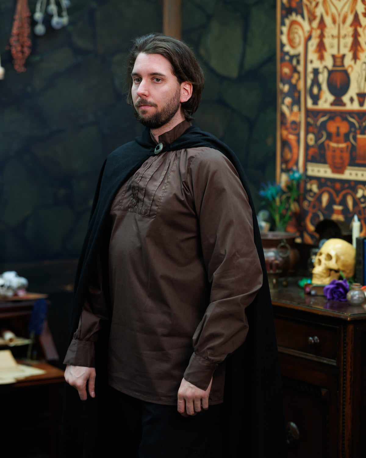 Cloak Gora, black, wool blend