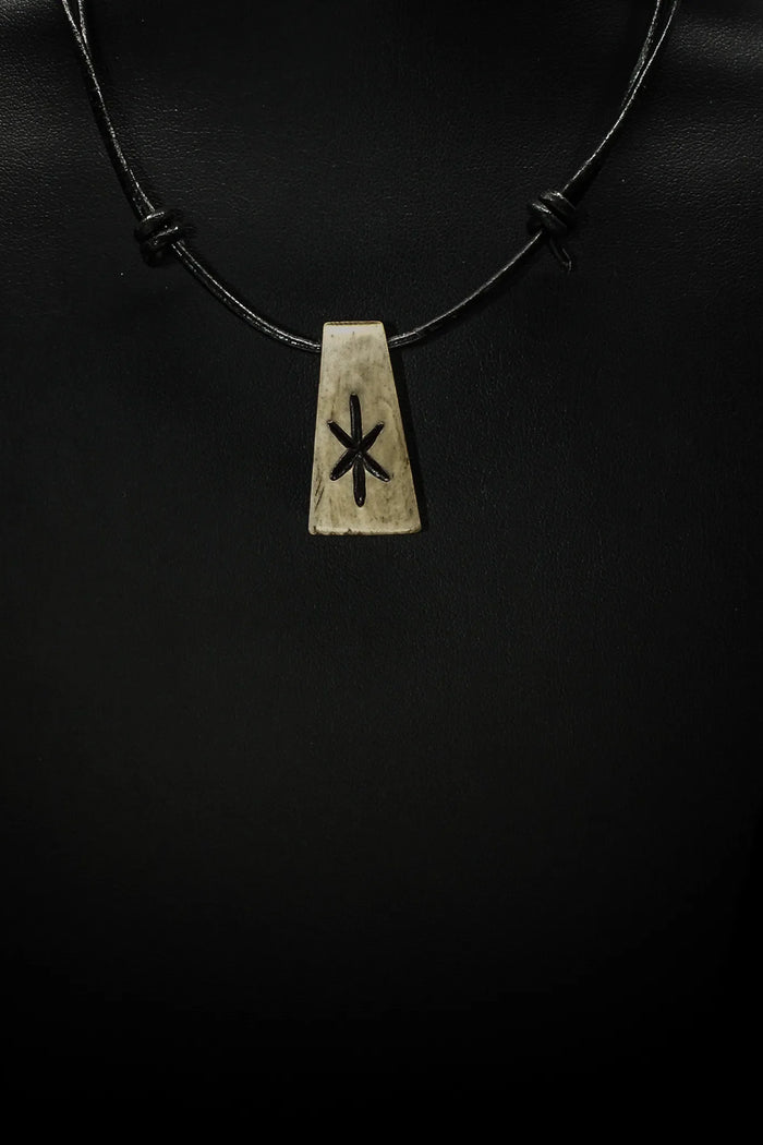 Bone rune pendant H, Hagalaz