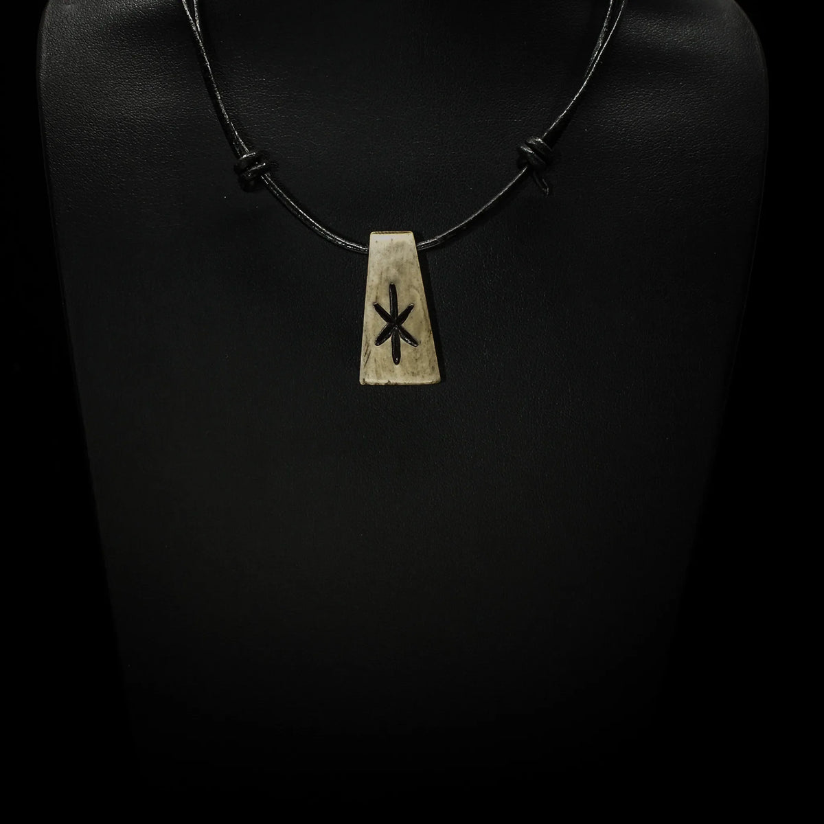 Bone rune pendant H, Hagalaz