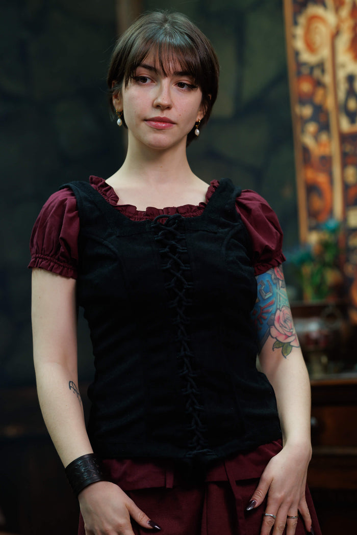 Medieval bodice Ursula, wool blend, black