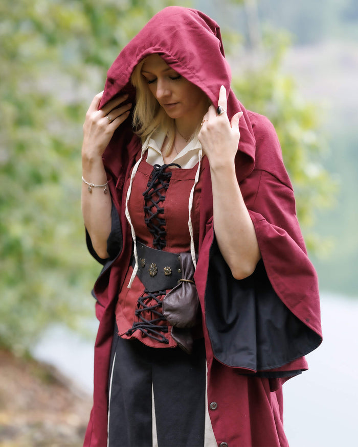 Schaube with hood, burgundyblack