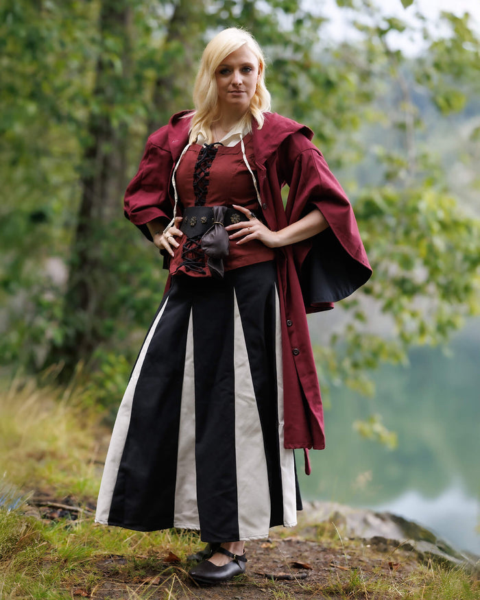 Schaube with hood, burgundyblack