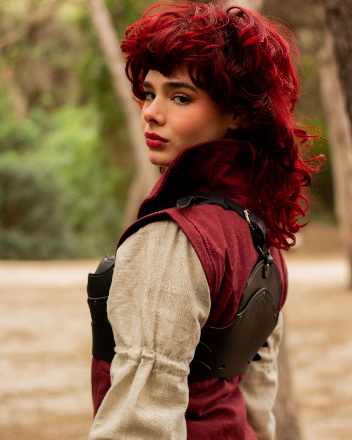Leren borstpantser Lilith, zwart
