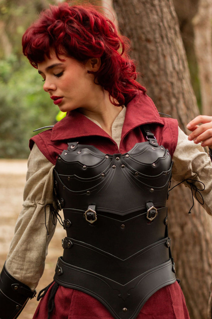 Leren borstpantser Lilith, zwart