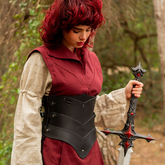 Leren onderborstkorset Lilith, zwart