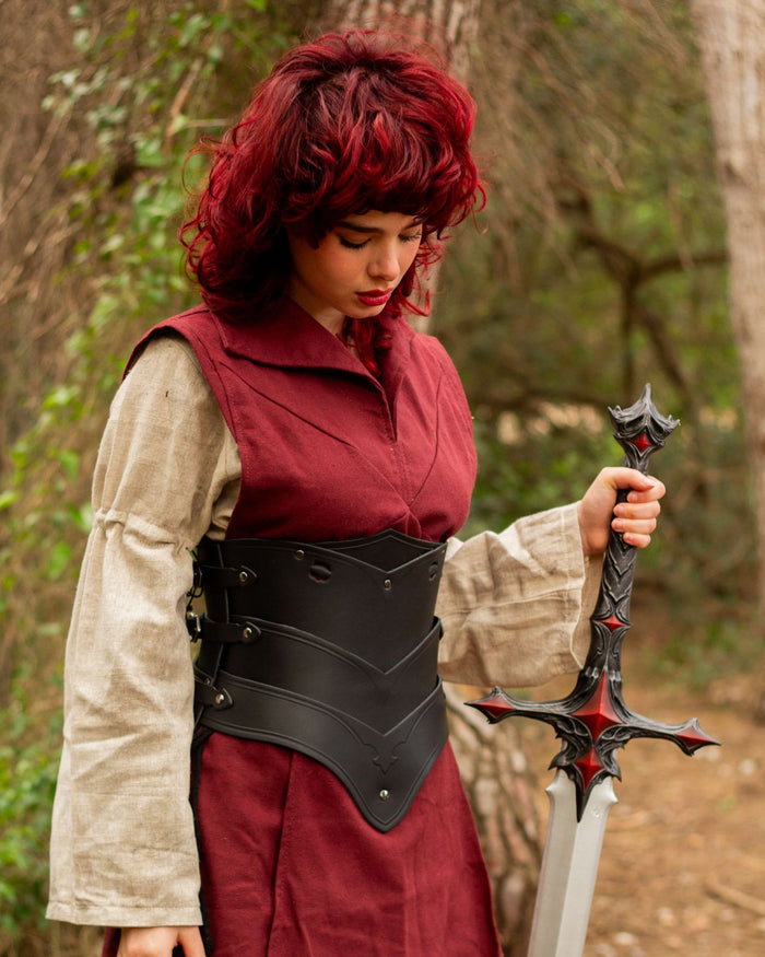 Leren onderborstkorset Lilith, zwart