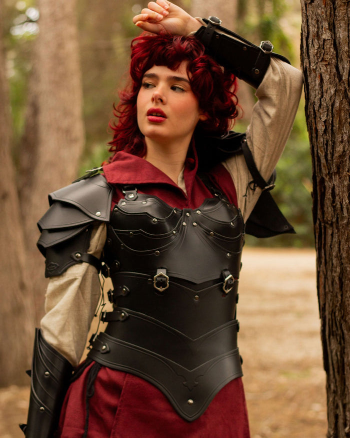 Leren onderborstkorset Lilith, zwart
