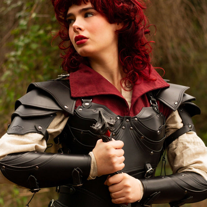 Leren schouderpantser Lilith, zwart