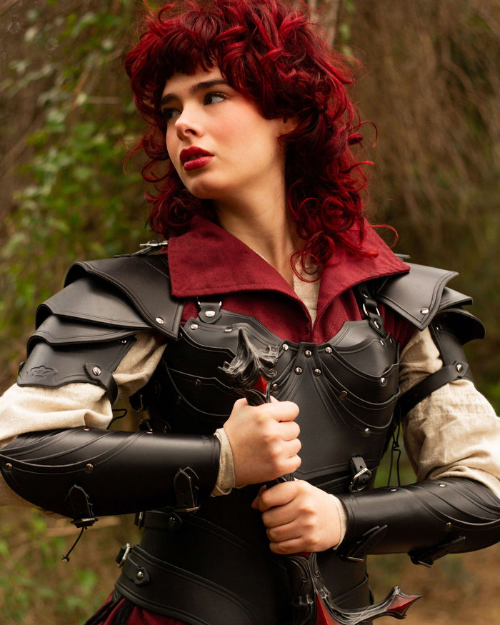 Leren schouderpantser Lilith, zwart