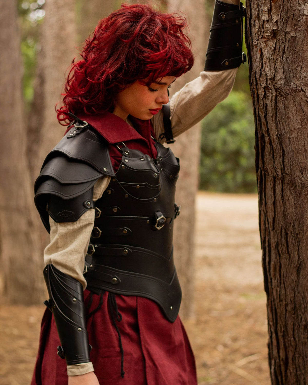 Leren schouderpantser Lilith, zwart