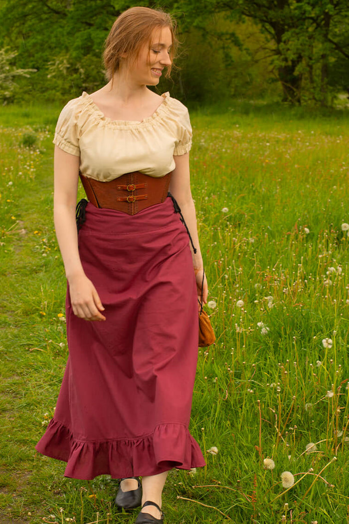 Skirt Nelly, light cotton, bordeaux red