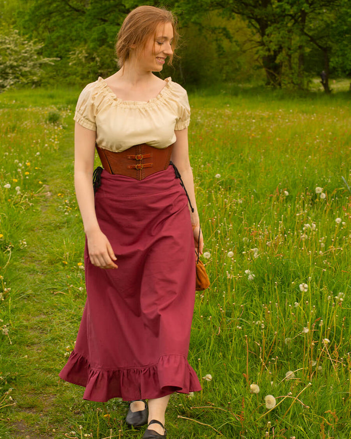 Skirt Nelly, light cotton, bordeaux red