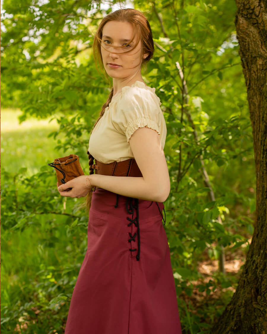 Skirt Nelly, light cotton, bordeaux red