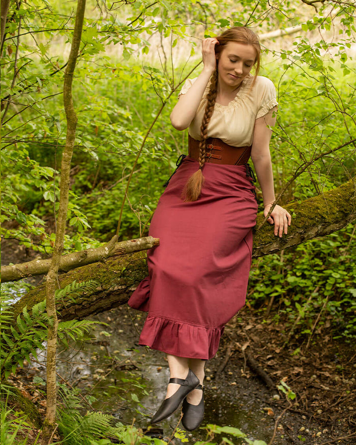 Skirt Nelly, light cotton, bordeaux red