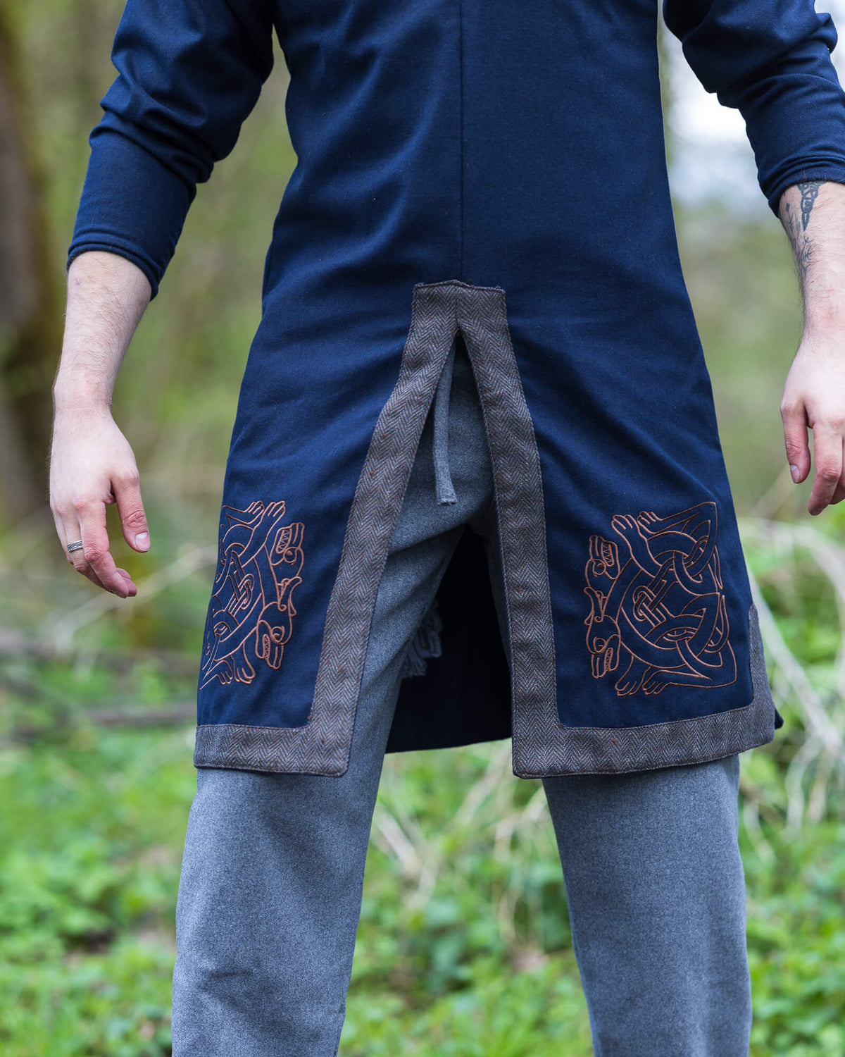 Embroidered Norgaard tunic, wool blend, blue