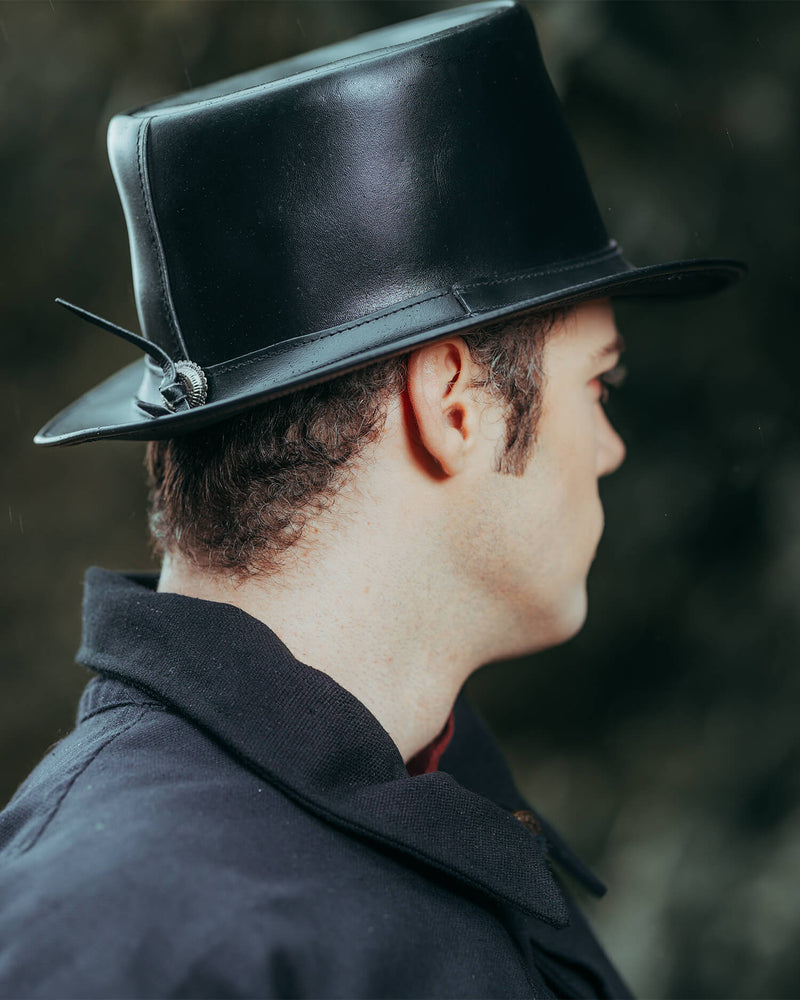 Leren hoed Paddy, zwart