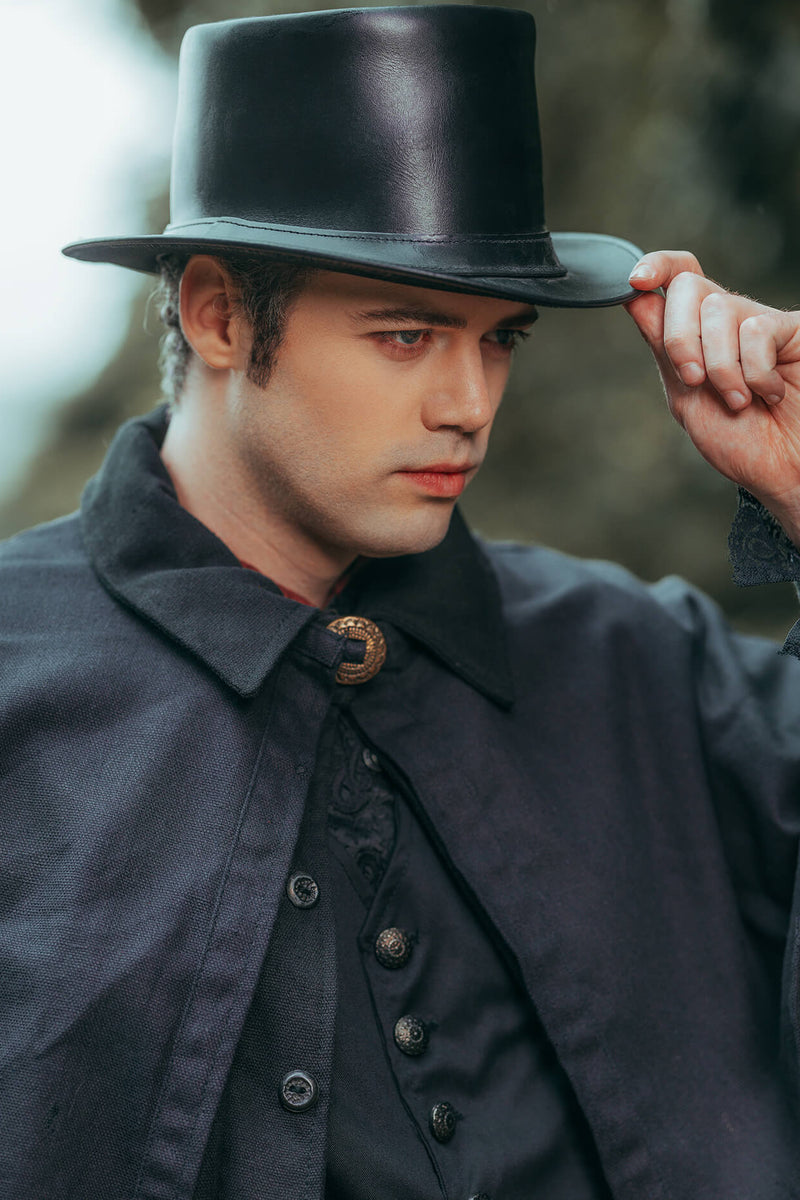 Leren hoed Paddy, zwart