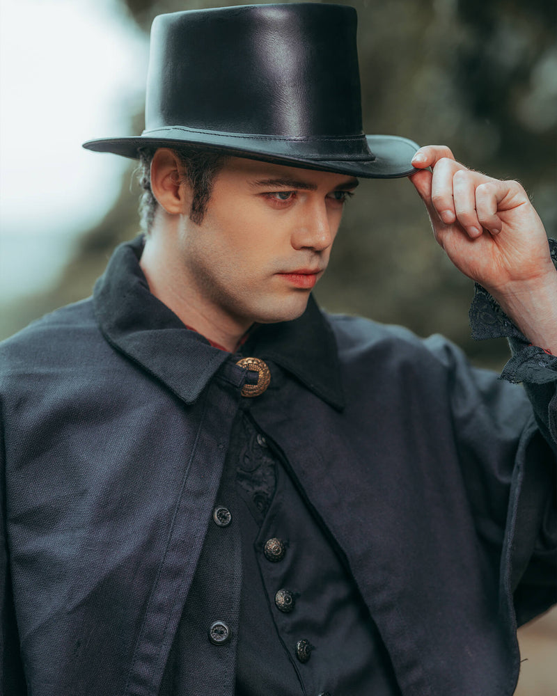 Leren hoed Paddy, zwart