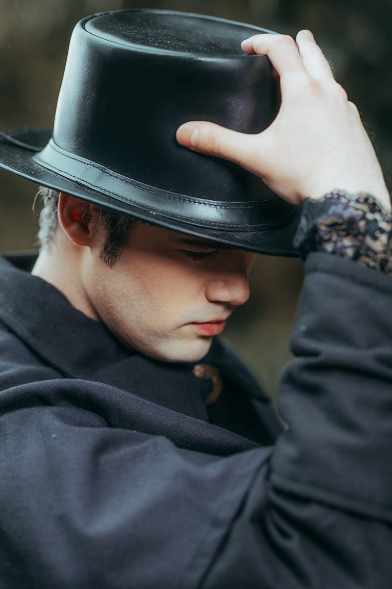 Leren hoed Paddy, zwart