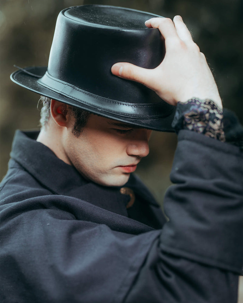 Leren hoed Paddy, zwart