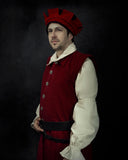 Sombrero del siglo XIV Codex Manesse, negro-rojo, mezcla de lana