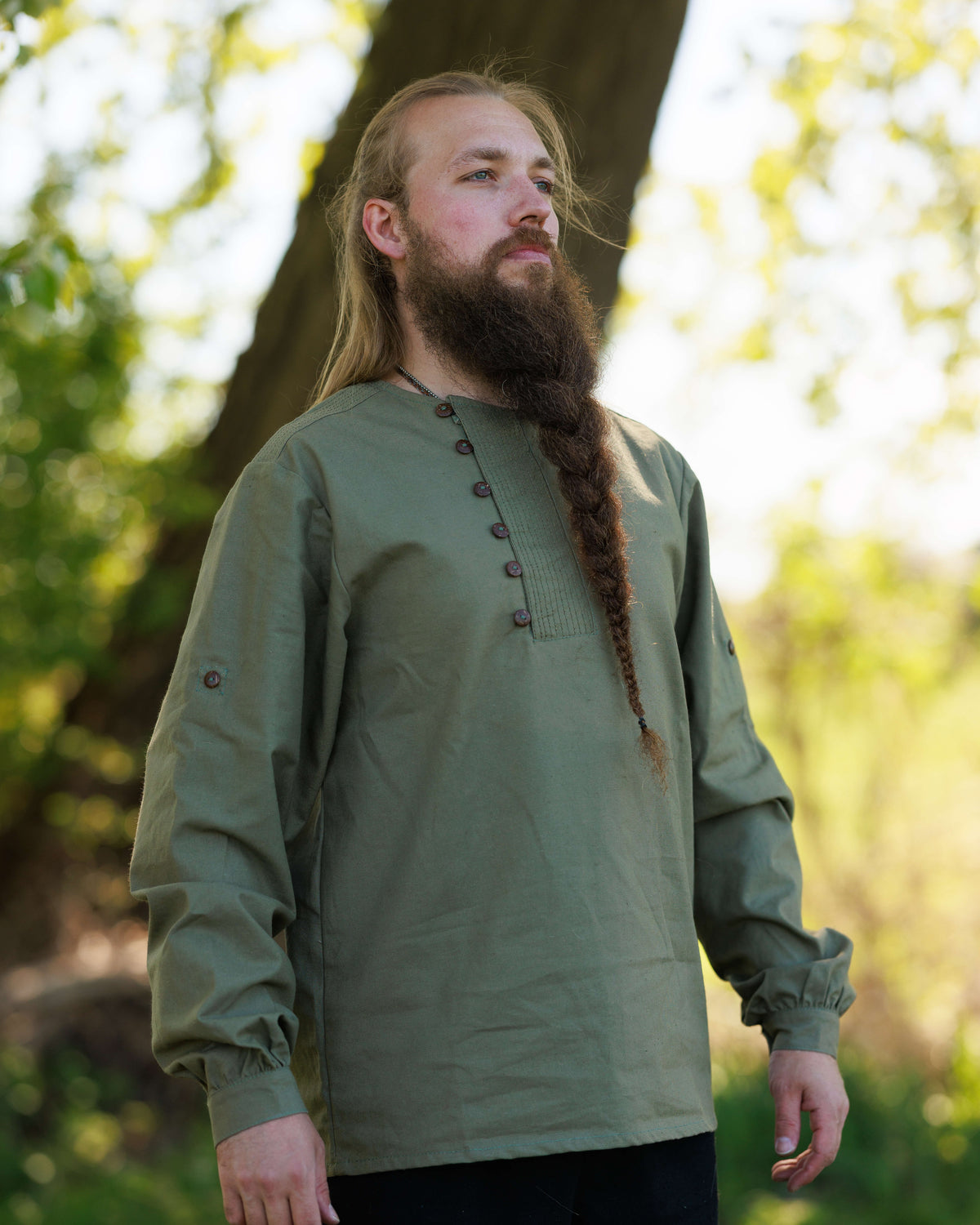 Slavic shirt Tymond, olive green