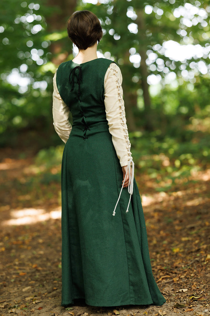 Medeltida surcot Uma, grön