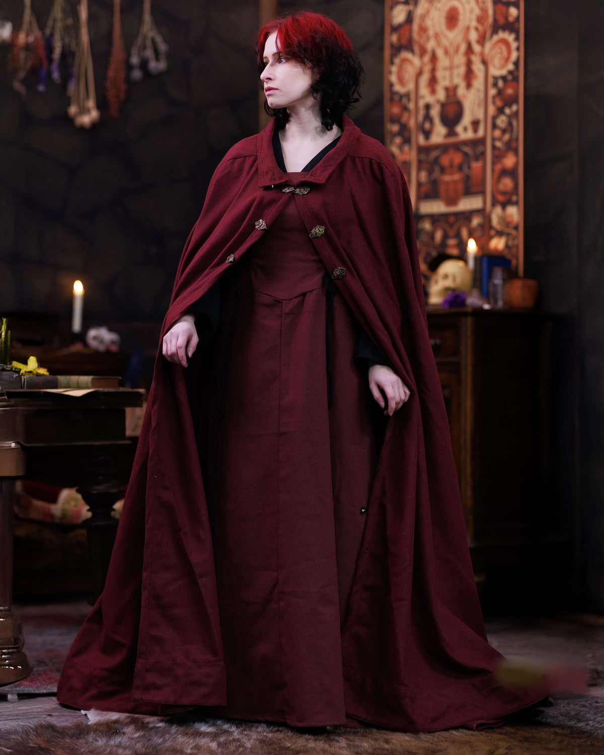 Cloak Ceres, wool blend, bordeaux