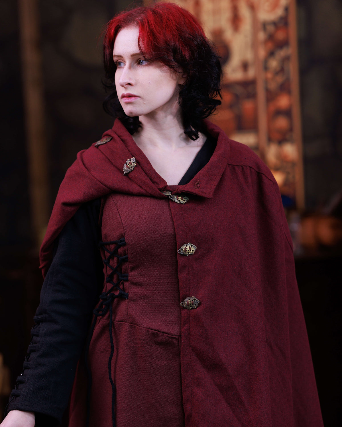 Cloak Ceres, wool blend, bordeaux