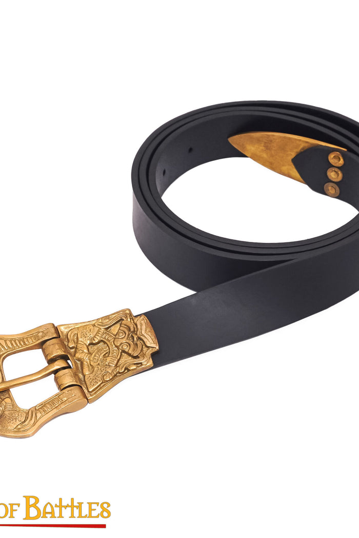 Viking belt Borre style, black, buckle detail