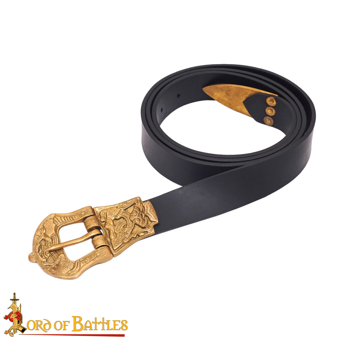 Viking belt Borre style, black, buckle detail