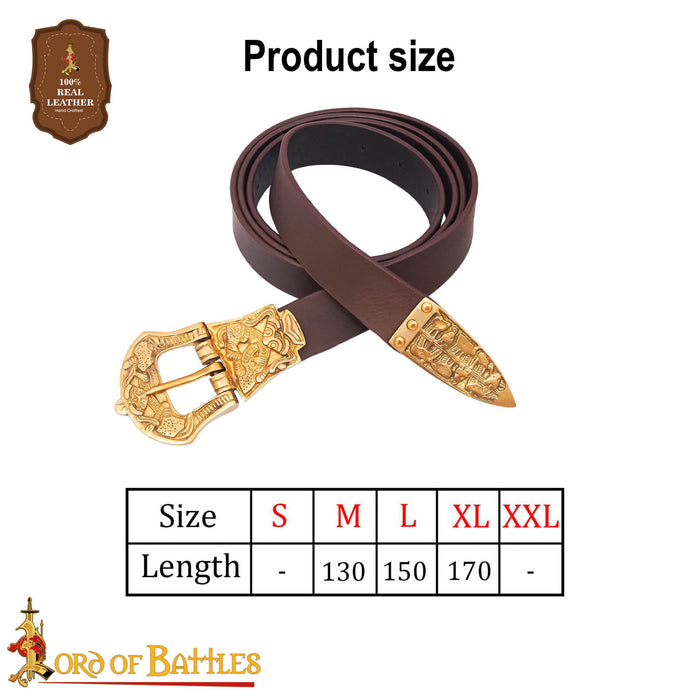 Viking belt Borre style, brown, worn