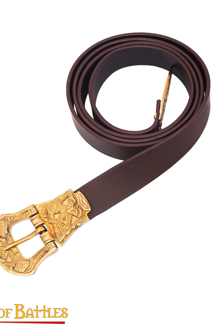 Viking belt Borre style, brown, buckle detail