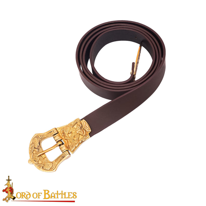 Viking belt Borre style, brown, buckle detail