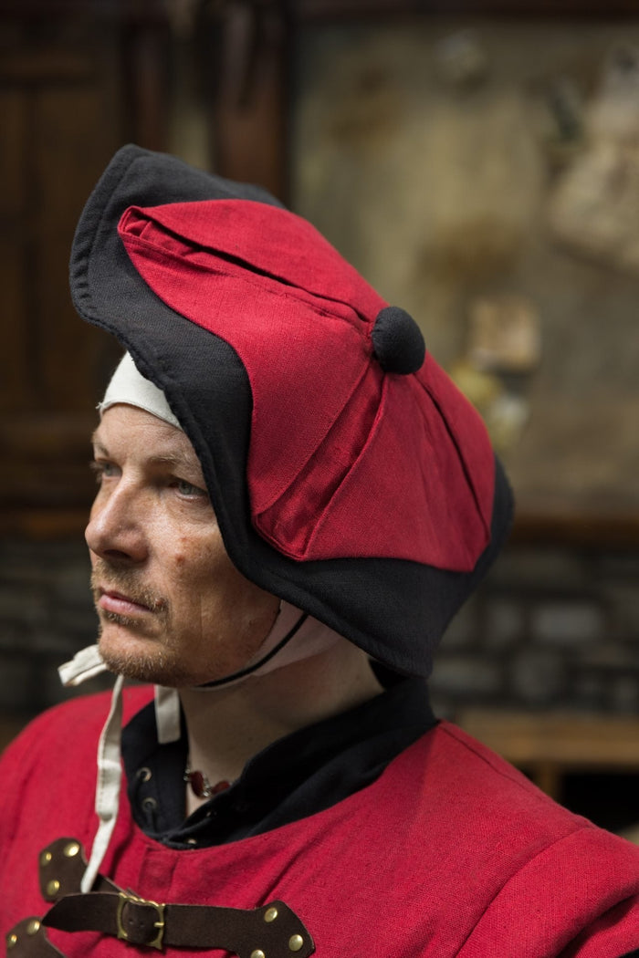 Landsknecht beret Daniel, black-red