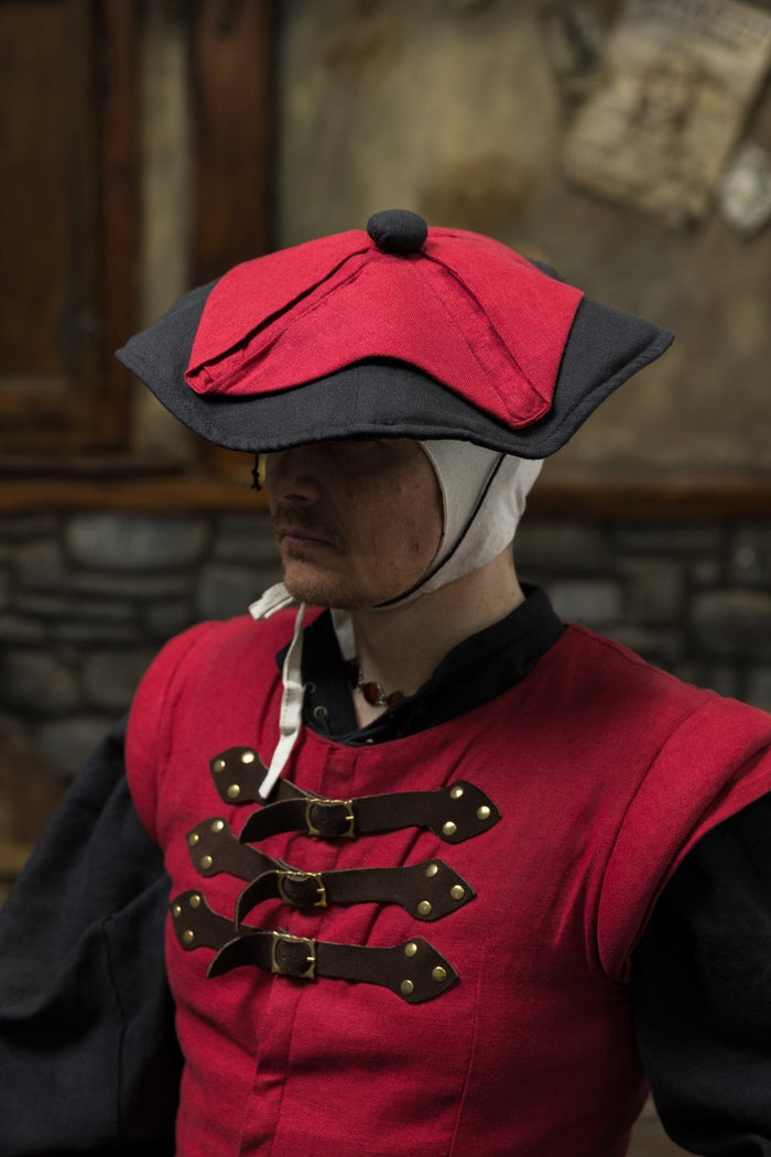 Landsknecht beret Daniel, black-red