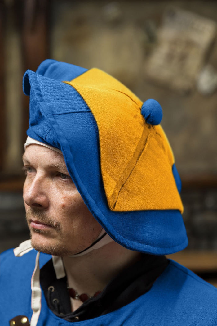 Landsknecht beret Daniel, blue-yellow
