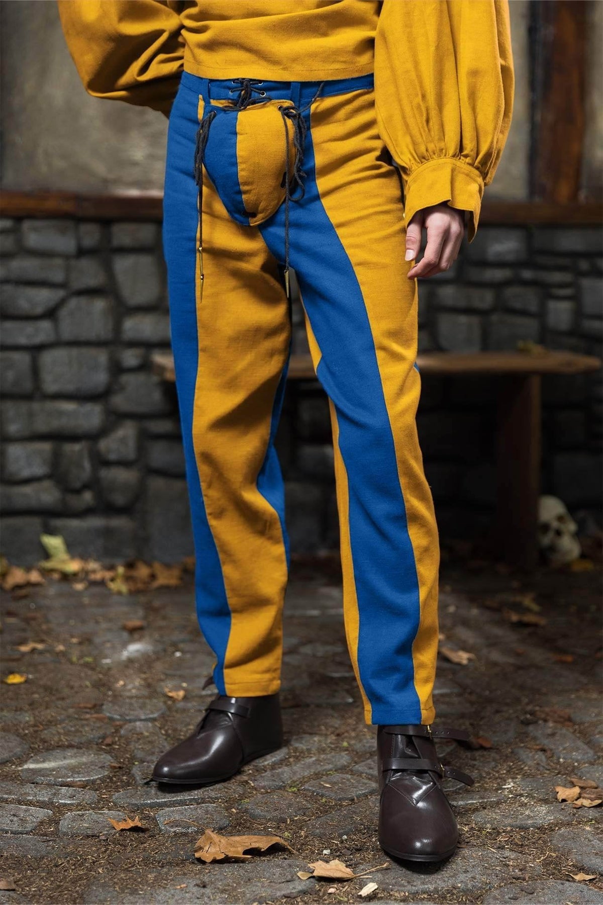 Landsknecht trousers Friedrich, yellow-blue