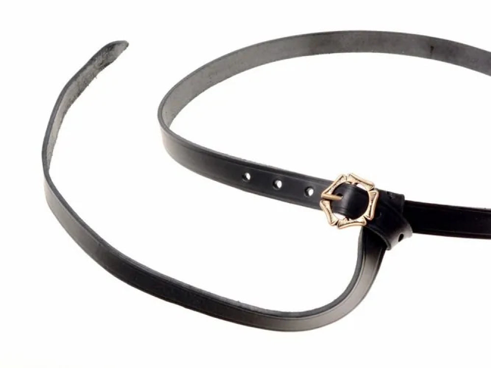 Medieval belt with five-step buckle, bronze, brown leather