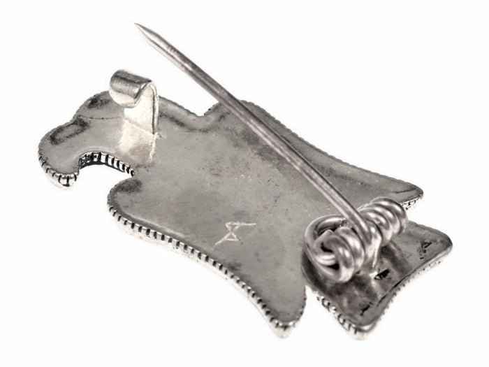 Oostgotische adelaarsfibula, links, verzilverd brons
