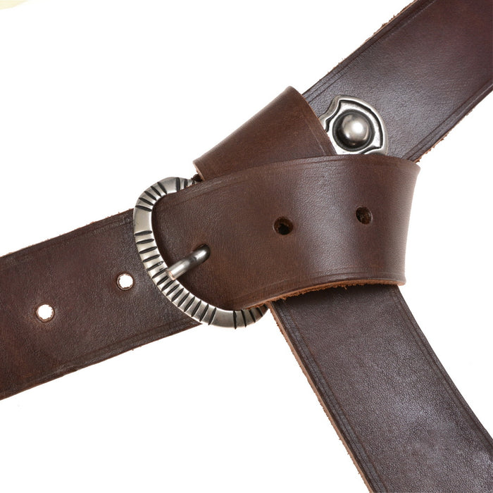 Alemanni belt with belt tongue, 4 cm, black leather, brass