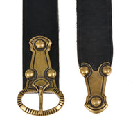 Alemanni belt with belt tongue, 4 cm, black leather, brass
