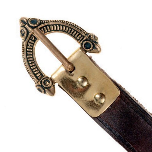 Anglo-Saxon belt from the Viking Age, black leather with strap end