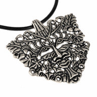 Green Man pendant, medieval, silvered bronze