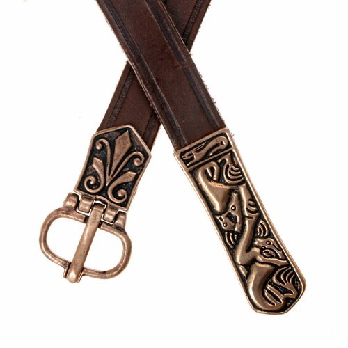 Awarse belt, brown leather with strap end