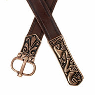 Awarse belt, brown leather with strap end