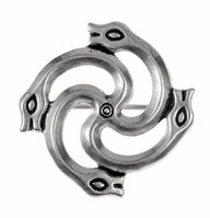 Baltic snake fibula, Kernavė, silvered bronze